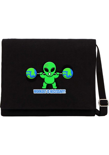 Workout Fitnes Animated Siyah Kanvas Postacı Çantası