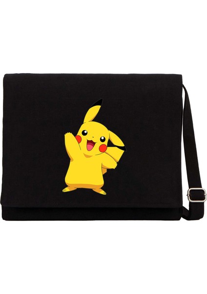 Pokemon Pikachu Siyah Kanvas Postacı Çantası
