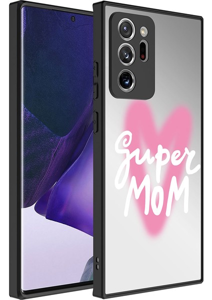 Galaxy Note 20 Ultra Kılıf Aynalı Desenli Kamera Korumalı Parlak Tcmk Mirror Kapak-Süper Anne