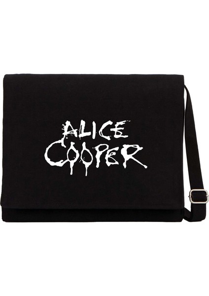 Alice Cooper Logo Siyah Kanvas Postacı Çantası