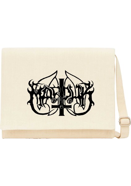 Marduk Logo Krem Kanvas Postacı Çantası