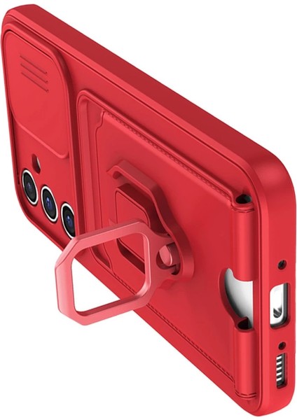 Samsung Galaxy A36 Kılıf Zuma Kartvizitli Yüzüklü Silikon - Kırmızı fiyatları