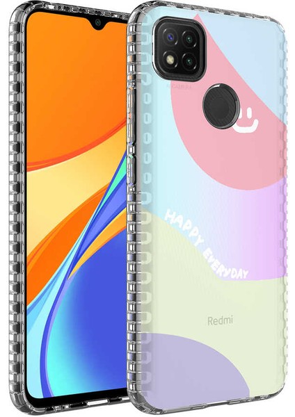 Xiaomi Redmi 9c Kılıf Airbag Kenarlı Renkli Desenli Silikon Tcmk Elegans Kapak-No7