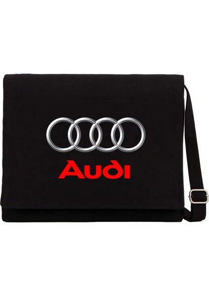 Audi Logo Siyah Kanvas Postacı Çantası