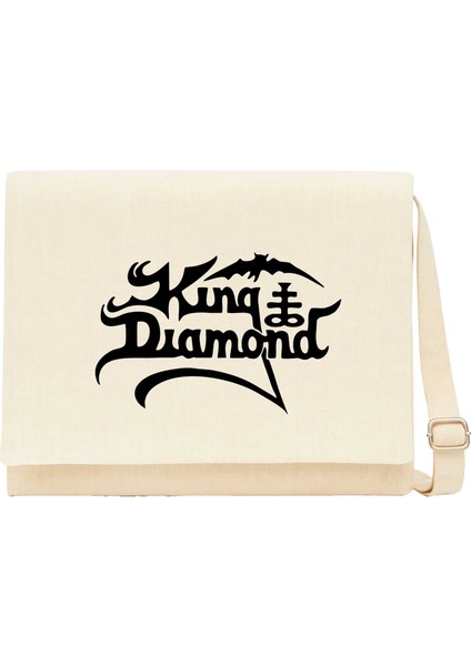 King Diamond Logo Krem Kanvas Postacı Çantası