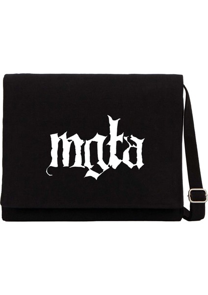 Mgla Logo Siyah Kanvas Postacı Çantası