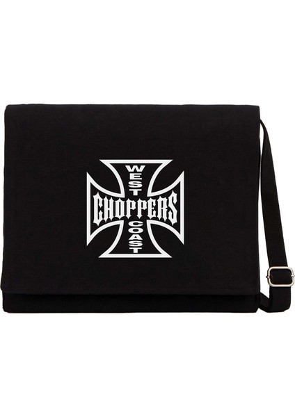 West Coast Choppers Logo Siyah Kanvas Postacı Çantası