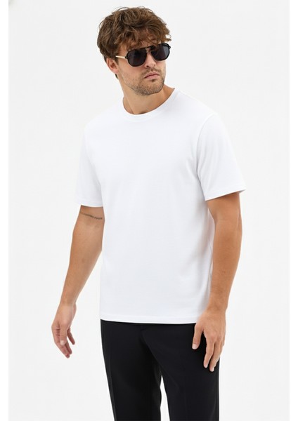 Erkek Premium Kalite Yoğun Dokulu Pamuklu T-Shirt Beyaz M101-R0220-01 fiyatları