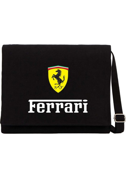 Ferari In Italy Siyah Kanvas Postacı Çantası