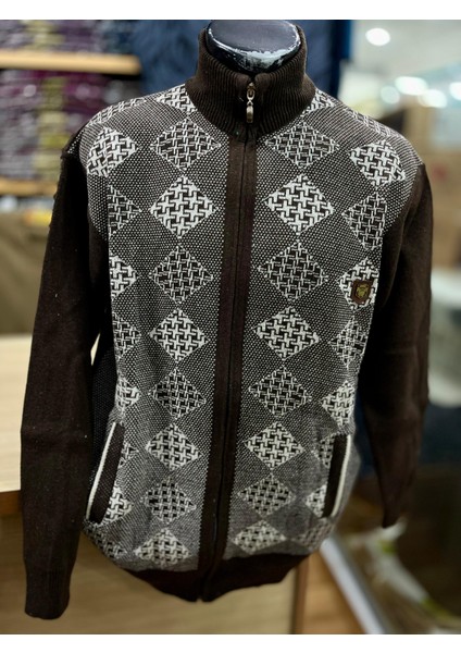 Erkek Triko Fermuarlı Cepli Desenli Hırka fiyatları