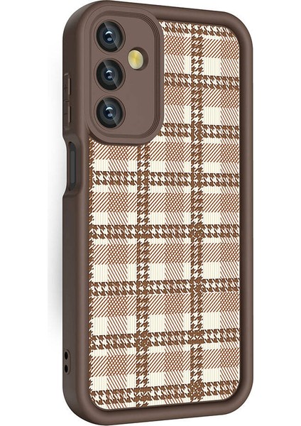 Galaxy A15 Kılıf Kamera Korumalı Baskılı Arka Yüzey Tcmk Klas Kapak-Açık Kahve