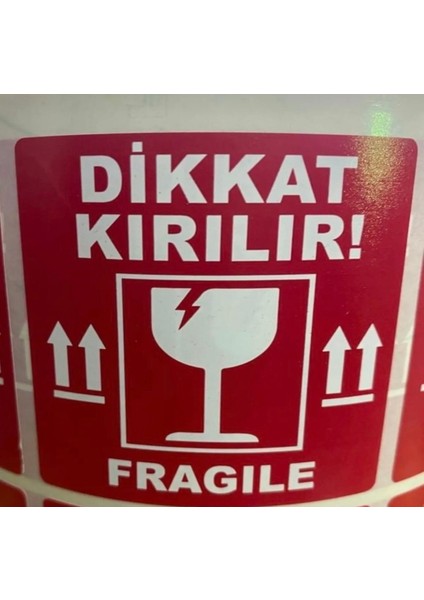 Dikkat Kırılır Fragile Kargo Etiketi 65MM x 65MM