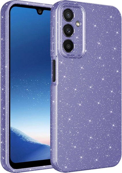 Galaxy A24 Kılıf Kamera Korumalı Simli Lüks Tcmk Koton Kapak-Mor
