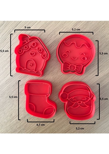 Yılbaşı Kurabiye Kalıbı Seti | Ev, Çorap, Noel Baba, Gingerbread – 4’lü Yılbaşı Seti modelleri