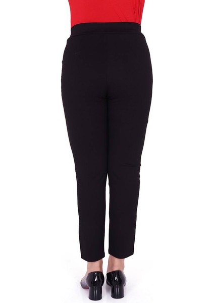 Ekstra Battal Beli Lastikli Yüksek Bel Toparlayıcı Detaylı Boru Paça Likralı Büyük Beden Kadın Pantolon fırsatları