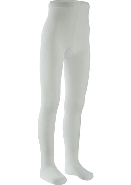 Belino Düz Beyaz Pamuklu Çocuk Külotlu Çorap