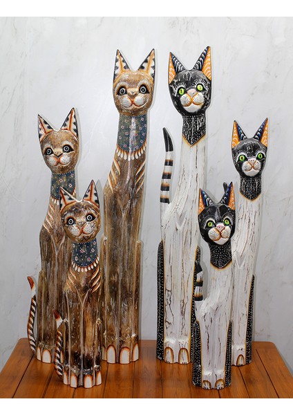 Ahşap 3'lü Kedi Seti 1 Metre Model 3