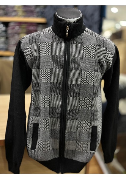 Erkek Triko Fermuarlı Cepli Desenli Hırka fiyatları