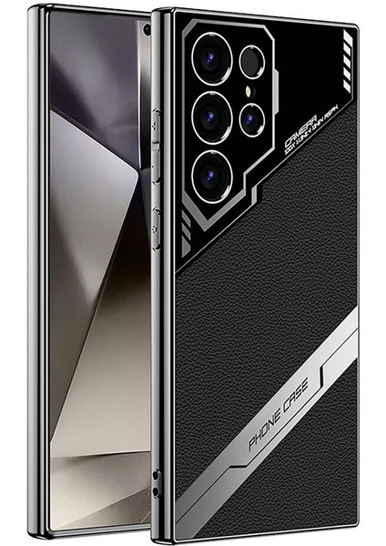 Galaxy S24 Ultra Kılıf Kamera Korumalı Suni Deri Tasarım Tcmk Yeni Seri Procase Kapak-Siyah
