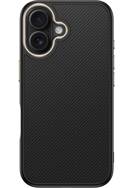 iPhone 16 Plus Kılıf M-Safe Şarj Özellikli Karbon Fiber Görünümlü Tcmk Antina Kapak - Siyah