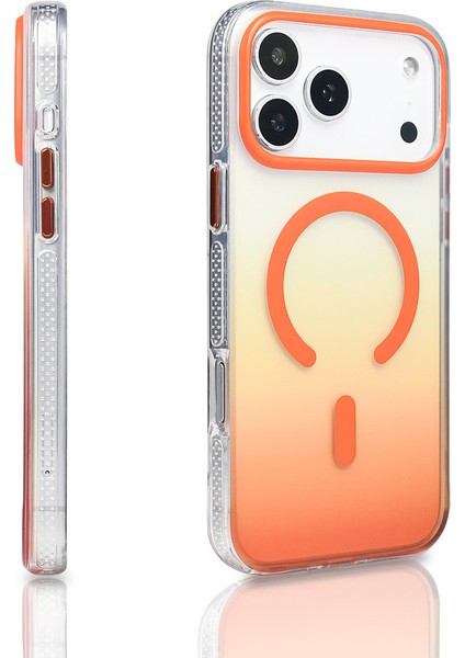 iPhone 17 Pro Max Kılıf M-Safe Şarj Özellikli Transparan Renk Geçişli Tcmk Toros Kapak - Siyah modelleri