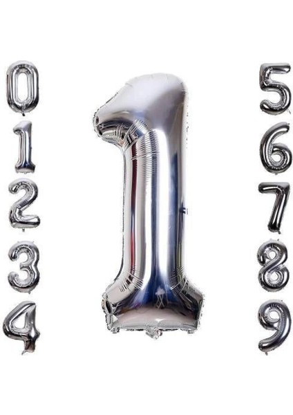 - Gümüş Rengi Folyo Rakam Balon 1 Metre modelleri