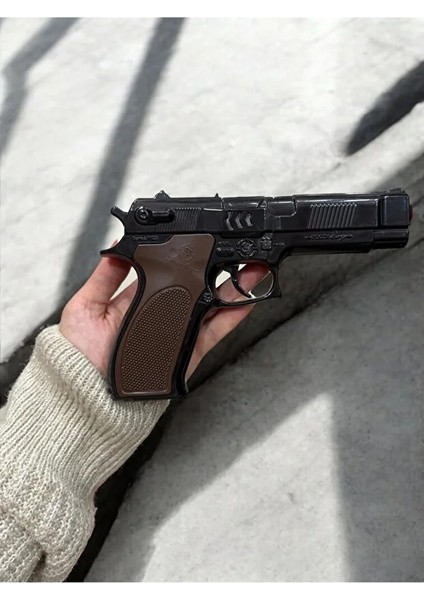 Metal Gonher Silah 20 cm Mantar Kapsül Atan Tabanca Gonher 144 Adet Kapsül Hediyeli