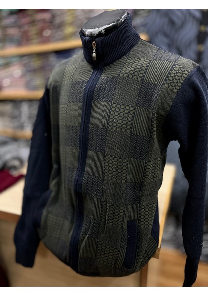 Erkek Triko Fermuarlı Cepli Desenli Hırka fiyatları