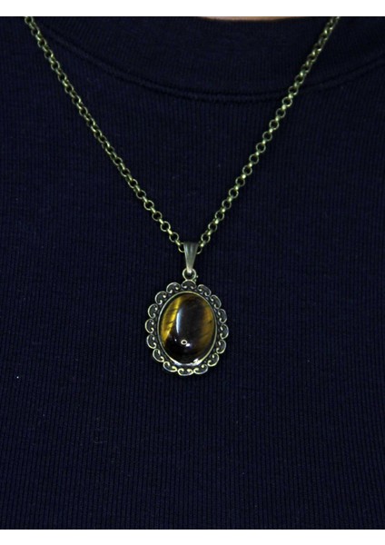 Doğal Taş Kaplangözü Doğal Taşlı Kadın Doğal Taş Otantik Kolye EUK27KG fiyatları