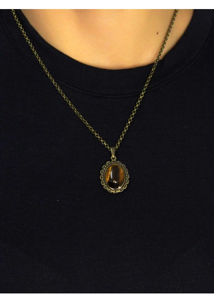 Doğal Taş Kaplangözü Doğal Taşlı Kadın Doğal Taş Otantik Kolye EUK27KG modelleri