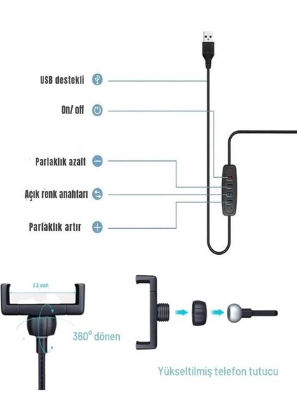 LED Ring Light Youtuber Light Stüdyo Işığı Akrobat Selfie LED Masa Lambası 3 renk ışıklı fiyatları