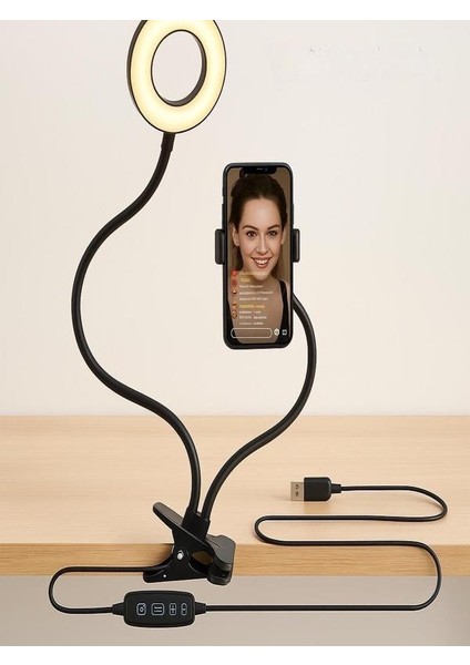 LED Ring Light Youtuber Light Stüdyo Işığı Akrobat Selfie LED Masa Lambası 3 renk ışıklı fırsatları