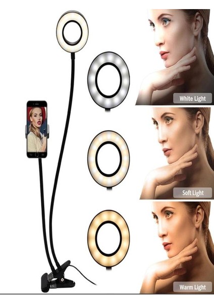 LED Ring Light Youtuber Light Stüdyo Işığı Akrobat Selfie LED Masa Lambası 3 renk ışıklı