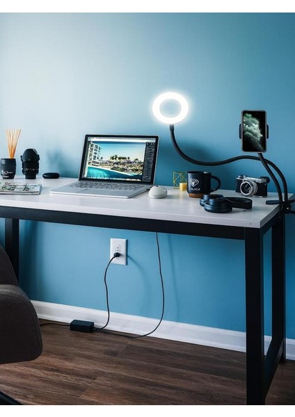LED Ring Light Youtuber Light Stüdyo Işığı Akrobat Selfie LED Masa Lambası 3 renk ışıklı