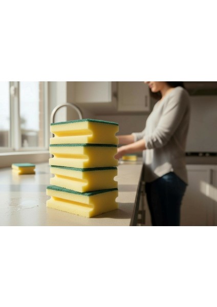 Jumbo Büyük Boy Vip Kaliteli 14 x 7 cm Oluklu Bulaşık Süngeri 5 Adet fırsatları