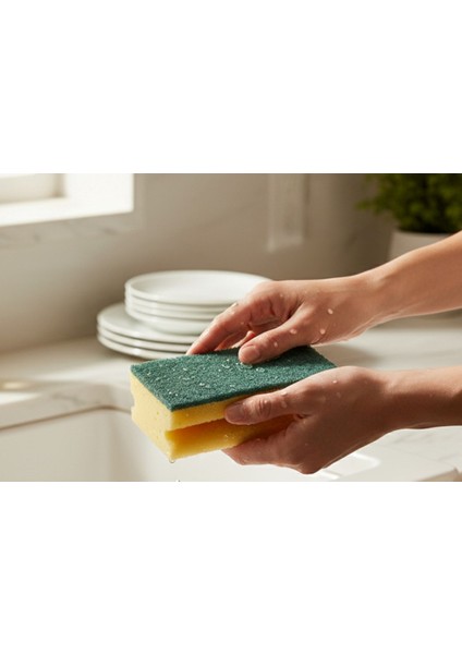 Jumbo Büyük Boy Vip Kaliteli 14 x 7 cm Oluklu Bulaşık Süngeri 5 Adet indirimleri