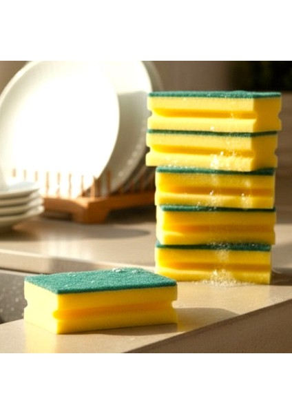 Jumbo Büyük Boy Vip Kaliteli 14 x 7 cm Oluklu Bulaşık Süngeri 5 Adet