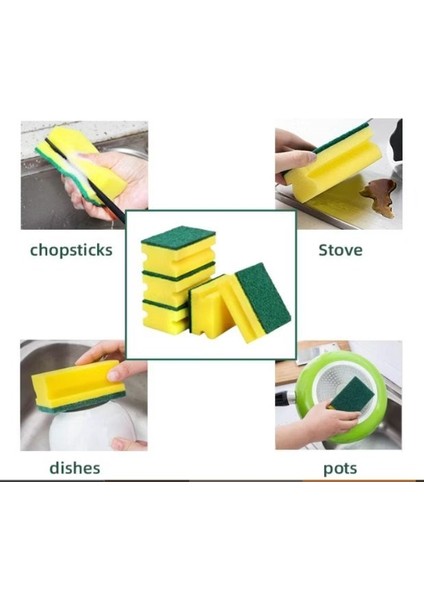 Jumbo Büyük Boy Vip Kaliteli 14 x 7 cm Oluklu Bulaşık Süngeri 5 Adet