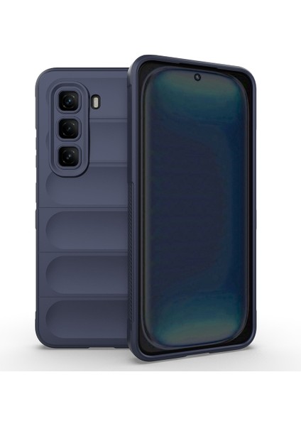 Infinix Hot 50 4g Kılıf Esnek Tpu Oyuklu Arka Yüzey Tasarımlı Tcmk Etnik Silikon Kapak - Lacivert