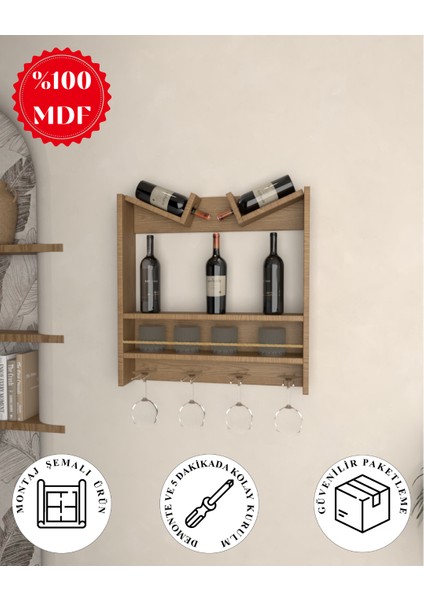 Şaraplık ve Içki Standı | %100 Mdf | Kadeh Askısı