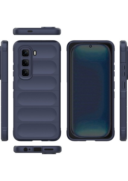 Infinix Hot 50 4g Kılıf Esnek Tpu Oyuklu Arka Yüzey Tasarımlı Tcmk Etnik Silikon Kapak - Lacivert modelleri