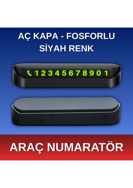 Alpera Auto - Araç Torpido Üstü Numaratör - Aç Kapa - Fosforlu - Siyah Renk