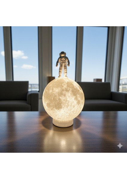 Ay Gece Lambası Astronot Figürü Masa Lambası