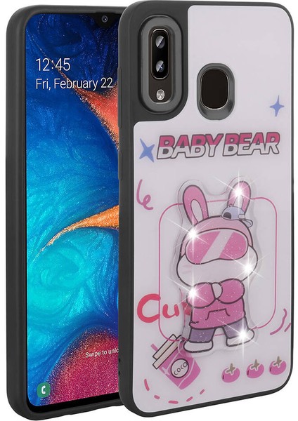 Galaxy A30 Kılıf Parlayan Kabartmalı Ikonik Figürlü Tcmk Amas Silikon Kapak-Beyaz
