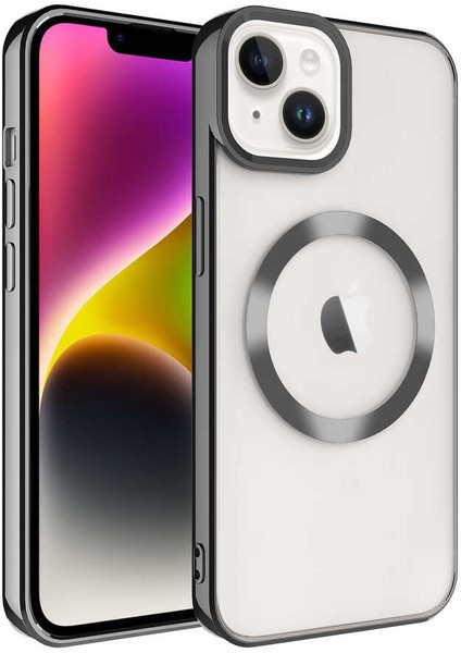 iPhone 14 Plus Uyumlu Magsafe Wireless Şarj Özellikli Tcmk Setro Silikon-Siyah