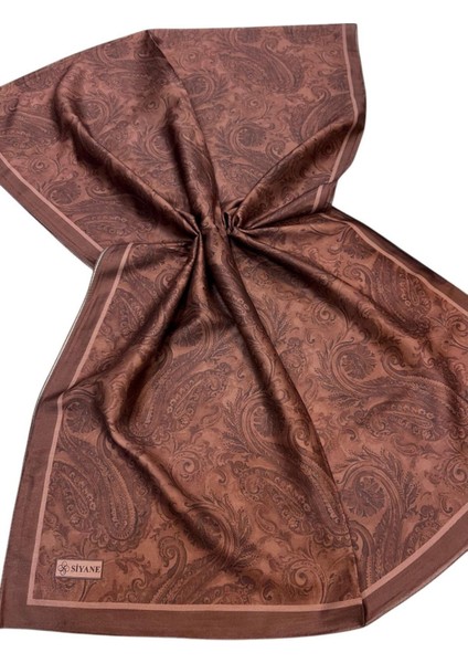 Acı Kahve Siyane Scarf Etnik Tablo Desen Pamuklu Şal