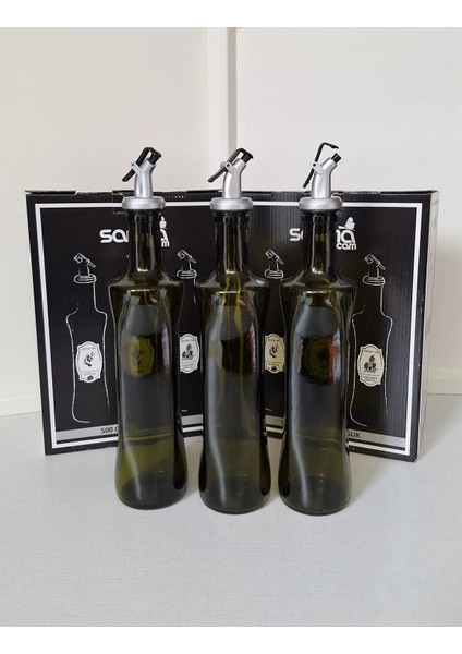 Yağlık Sirkelik 3lü Kare Cam Şişe 500 cc 3 Adet