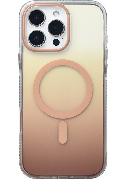 iPhone 16 Pro Max Kılıf M-Safe Şarj Özellikli Transparan Renk Geçişli Tcmk Toros Kapak - Mavi modelleri