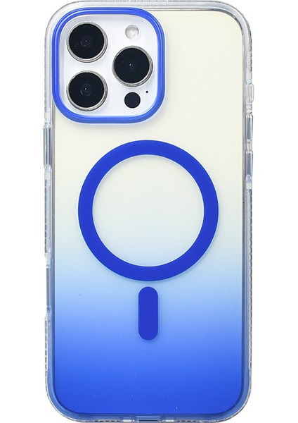 iPhone 16 Pro Max Kılıf M-Safe Şarj Özellikli Transparan Renk Geçişli Tcmk Toros Kapak - Mavi indirimleri