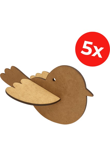 Kuş Tasarım Etkinlik Seti - Ahşap Kuş Boyama - Kuş Tasarım Seti - 5'li